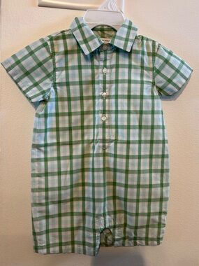 Janie and Jack Green Plaid Baby Romper